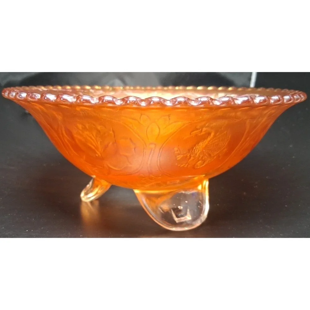 Carnival Glass Bowl  on‎ Pedestal with Dragon and Lotus pattern